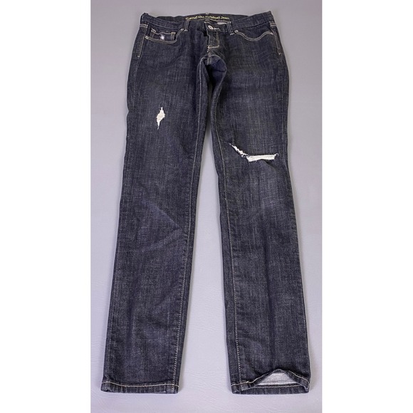 Levi's Denim - Levis 421 Skinny Jeans Women's W30 Black Dark Wash Distressed Indigo Low Rise